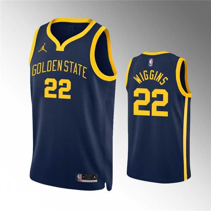 Men%27s Golden State Warriors #22 Andrew Wiggins Navy Statement EditionStitched Jersey Dzhi->golden state warriors->NBA Jersey